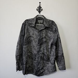 Johnston & Murphy Paisley Dress Shirt Size L Striped Textured